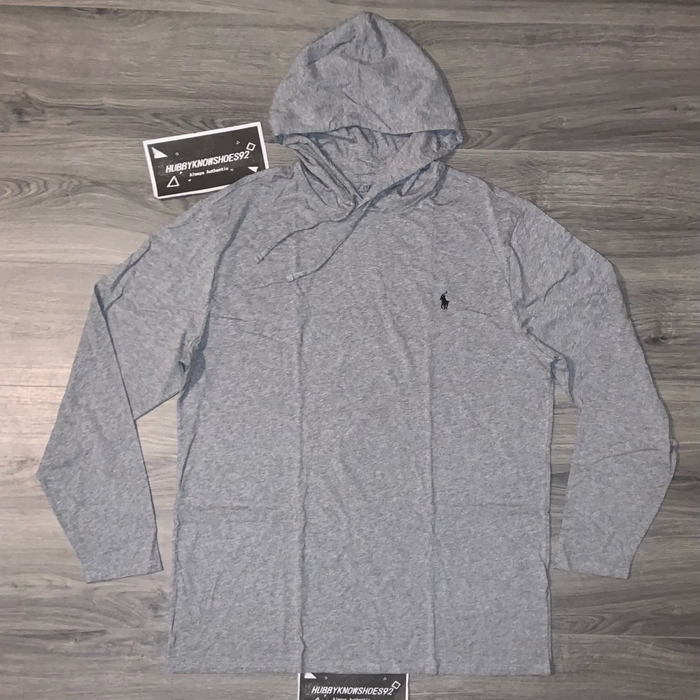 POLO RALPH LAUREN Men's Big & Tall Solid Jersey Cotton Hooded T-Shirt Grey